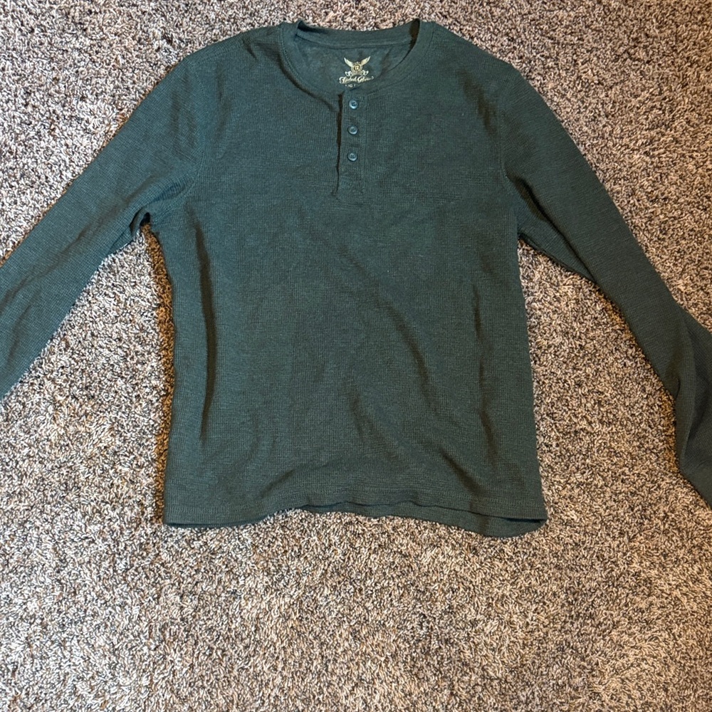 Faded Glory Forest Green Long Sleeve Henley